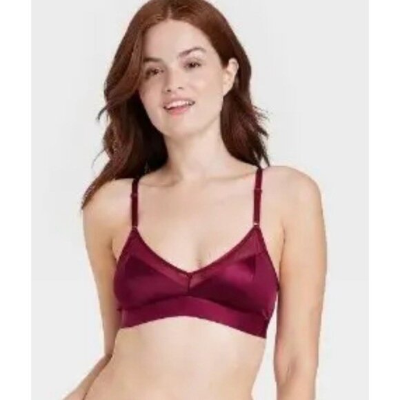 Auden Bralette Size XS 32B 34A Triangle Bra Unlined Burgundy NEW.   V - Picture 1 of 6